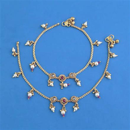 Antique Moti Payal With Gold Plating