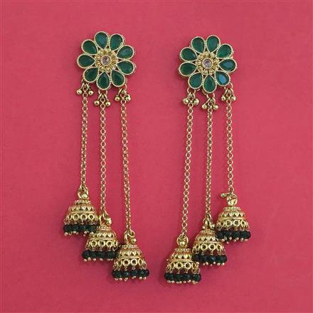 Antique Kashmiri Jhumki With Matte Gold Plating