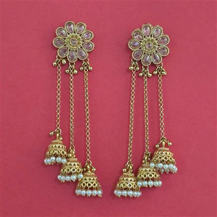 Antique Kashmiri Jhumki With Matte Gold Plating