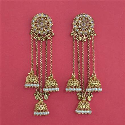 Antique Kashmiri Jhumki With Matte Gold Plating