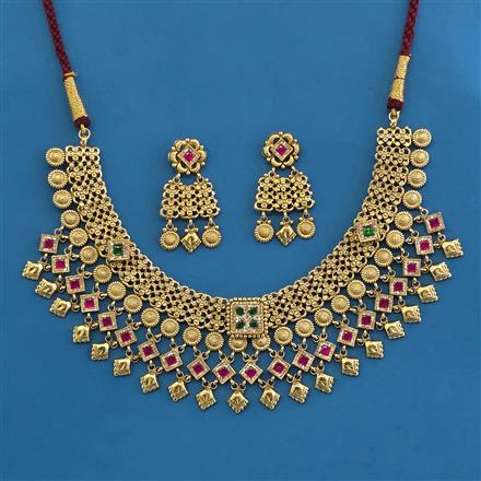 Antique Classic Necklace With Matte Gold Plating