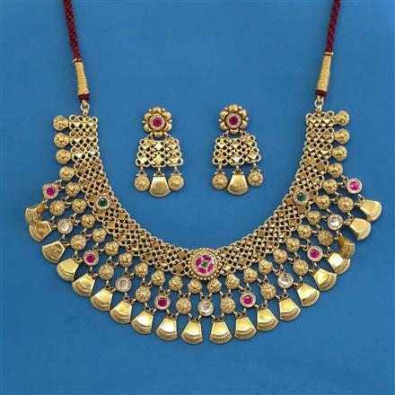 Antique Classic Necklace With Matte Gold Plating