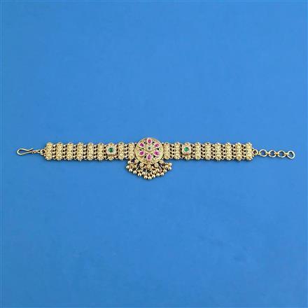 Antique Adjustable Bracelet With Matte Gold Plating