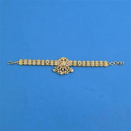 Antique Adjustable Bracelet With Matte Gold Plating