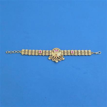 Antique Adjustable Bracelet With Matte Gold Plating