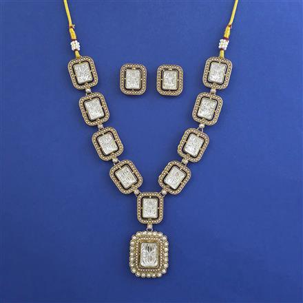 Antique Moti Necklace With Mehndi Plating