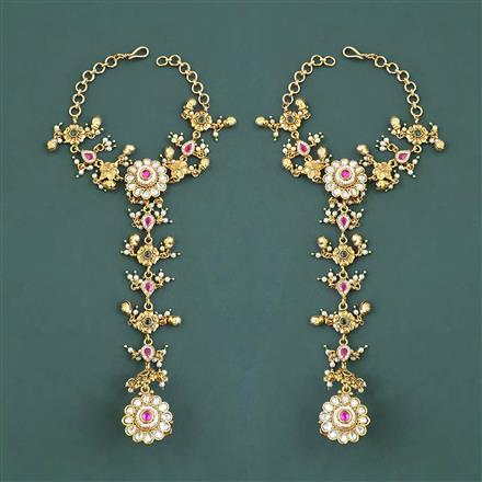 Antique Moti Hath Pan With Matte Gold Plating