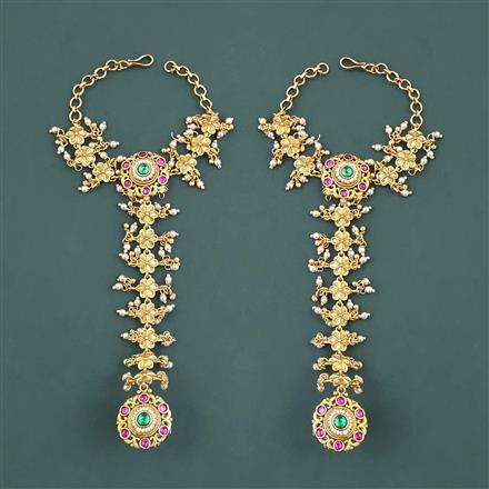 Antique Moti Hath Pan With Matte Gold Plating