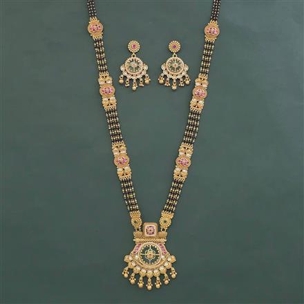 Antique Moti Mangalsutra With Matte Gold Plating