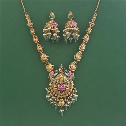 Antique South Indian Necklace With Matte Gold Plating
