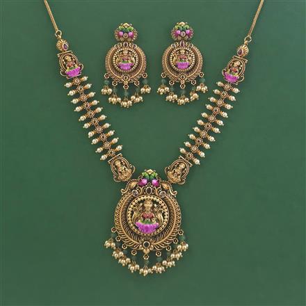 Antique Temple Necklace With Matte Gold Plating