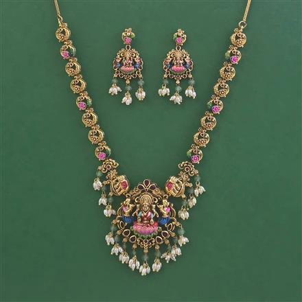 Antique Temple Necklace With Matte Gold Plating