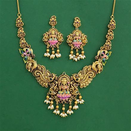 Antique Temple Necklace With Matte Gold Plating
