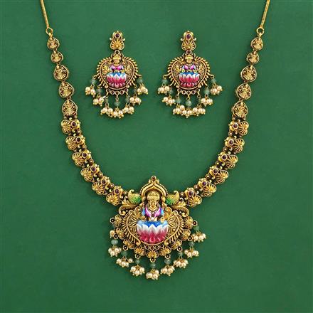 Antique Temple Necklace With Matte Gold Plating