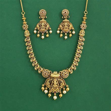 Antique Temple Necklace With Matte Gold Plating