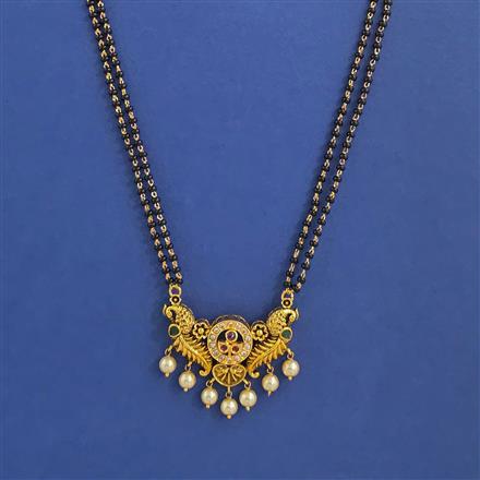 Antique Moti Mangalsutra with Matte Gold Plating