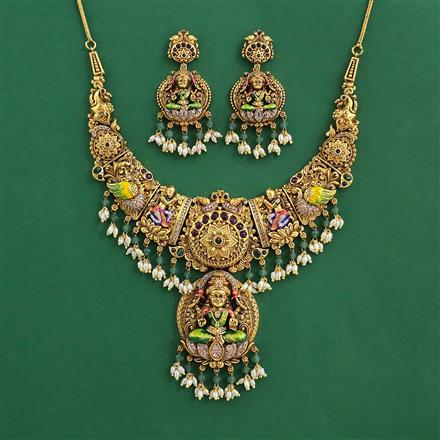 Antique Temple Necklace with Matte Gold Plating