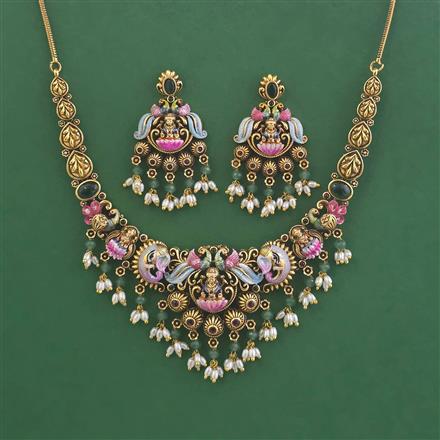 Antique Temple Necklace with Matte Gold Plating