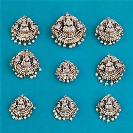 Antique Moti Hair Brooch with Matte Gold Plating