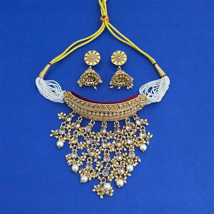 Antique Moti Necklace With Gold Plating