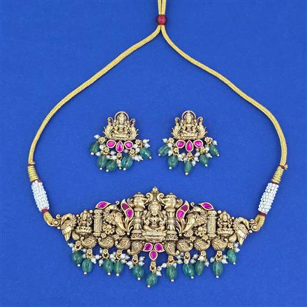 Antique Temple Necklace With Matte Gold Plating