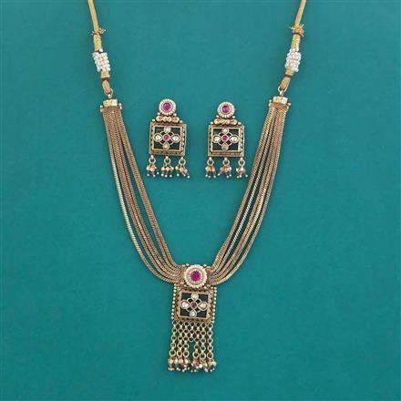 Antique Moti Necklace with Matte Gold Plating