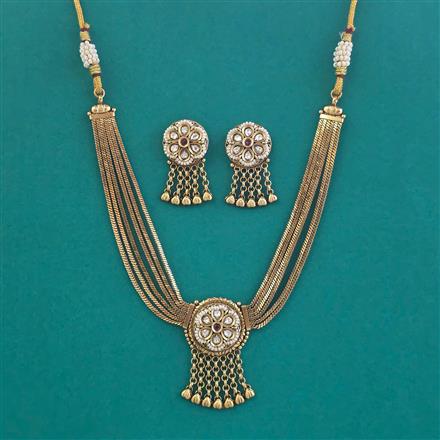 Antique Moti Necklace with Matte Gold Plating