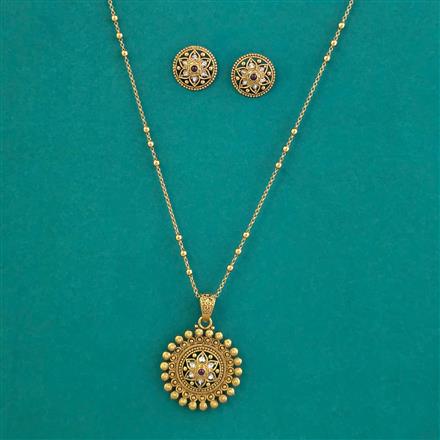 Antique Classic Pendant Set with Matte Gold Plating
