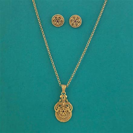 Antique Classic Pendant Set with Matte Gold Plating