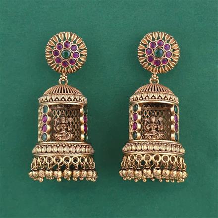 Antique Jhumki with Matte Gold Plating