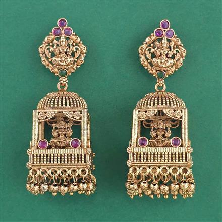 Antique Jhumki with Matte Gold Plating