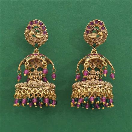 Antique Jhumki with Matte Gold Plating