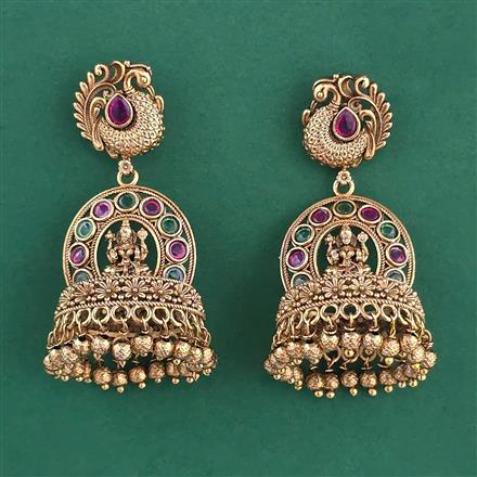 Antique Jhumki with Matte Gold Plating