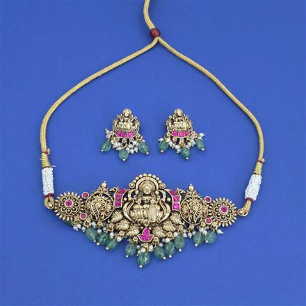 Antique South Indian Necklace with Matte Gold Plating