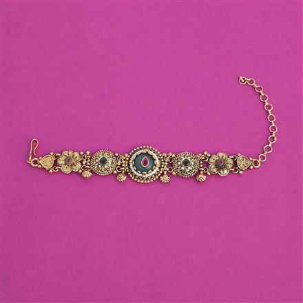 Antique Moti Bracelet with Matte Gold Plating