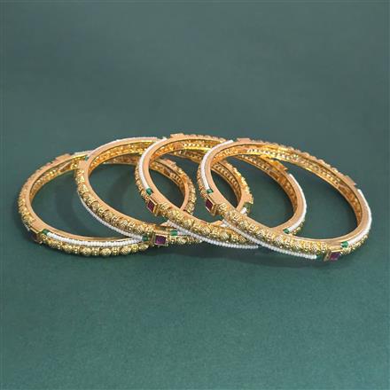 Antique 4 Pc Moti Bangles with Gold Plating