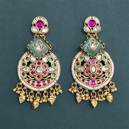 Antique Moti Earring with Matte Gold Plating