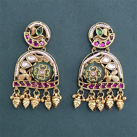 Antique Moti Earring with Matte Gold Plating