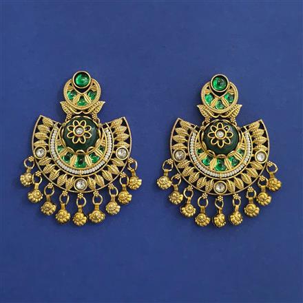 Antique Moti Earring with Matte Gold Plating