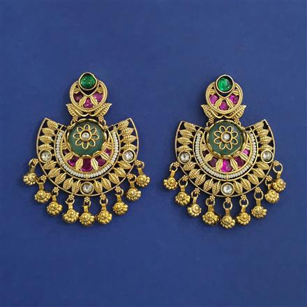 Antique Moti Earring with Matte Gold Plating