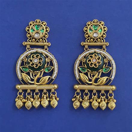Antique Moti Earring with Matte Gold Plating