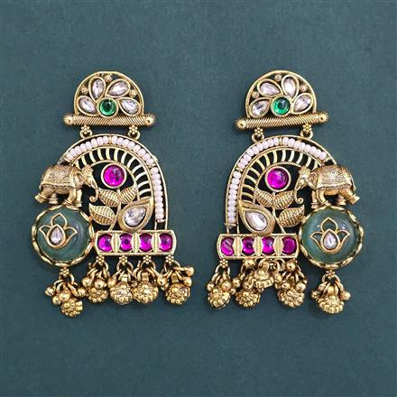 Antique Moti Earring with Matte Gold Plating