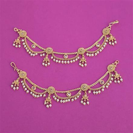 Antique Moti Ear Chain with Gold Plating