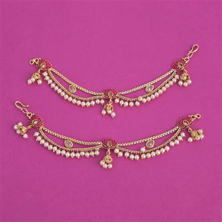 Antique Moti Ear Chain with Gold Plating