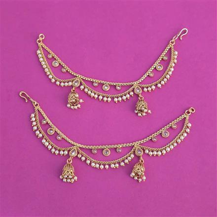 Antique Moti Ear Chain with Gold Plating