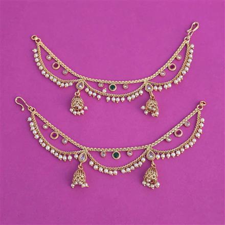 Antique Moti Ear Chain with Gold Plating