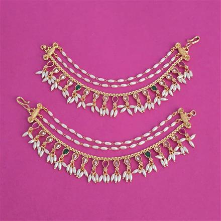 Antique Moti Ear Chain with Gold Plating