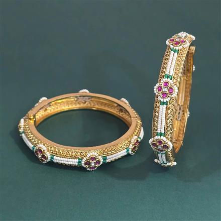 Antique Moti Bangles With Gold Plating