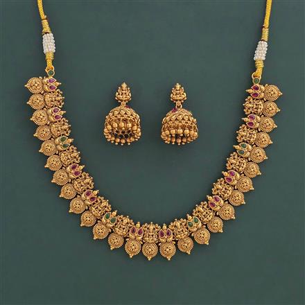 Antique Temple Necklace With Matte Gold Plating