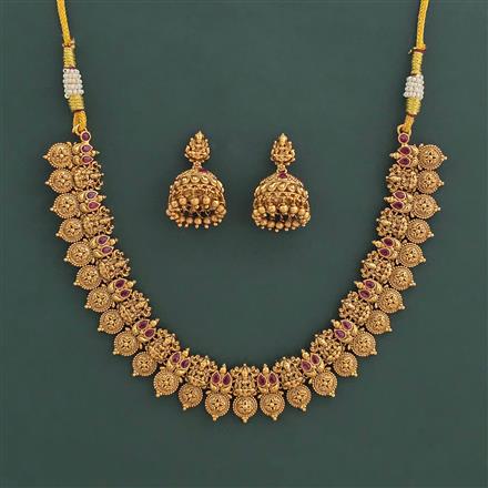 Antique Temple Necklace With Matte Gold Plating